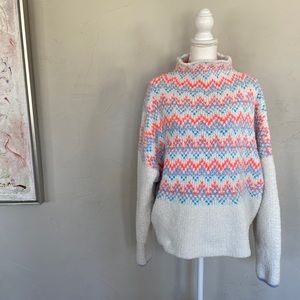 Pilcro Vibrant Zigzag Cowl Neck Sweater